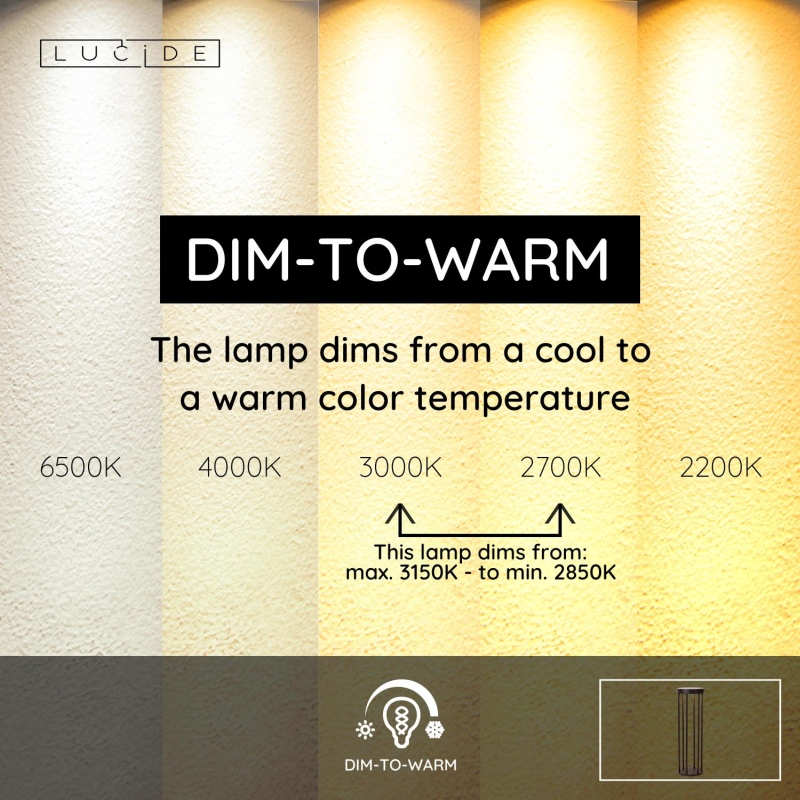 Lucide JACKSON - Stĺpové svietidlo - Ø 16 cm - LED Rozm. - 1x2W 2850K/3150K - IP65 - Senzor deň/noc - Čierny